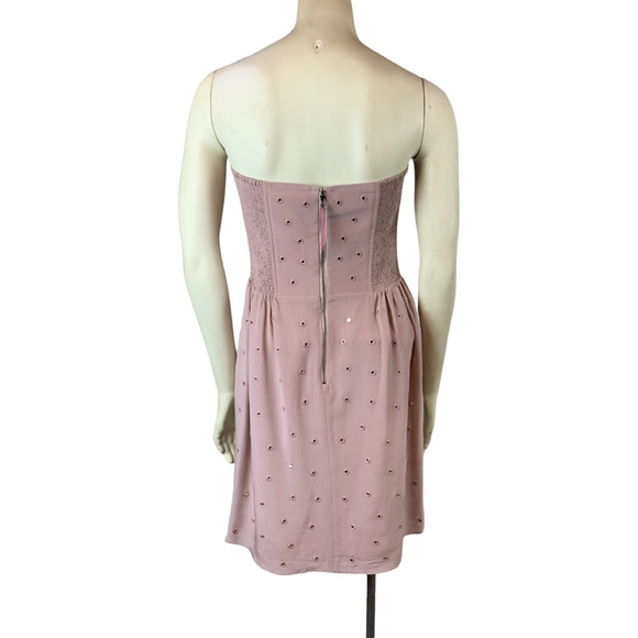 sz 6 Rebecca Taylor Strapless Silk Dress Pink - Picture 2 of 12